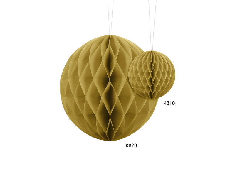 Party Deco - Honeycomb Ball, gold, 20cm - תמונה 2