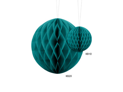 Party Deco - Honeycomb Ball, pastel lagoon blue, 20cm - תמונה 2