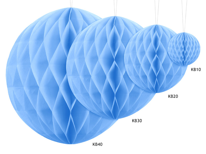 Party Deco - Honeycomb Ball, light blue, 40cm - תמונה 2