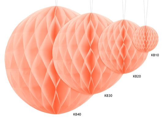 Party Deco - Honeycomb Ball, light peach, 40cm - תמונה 2