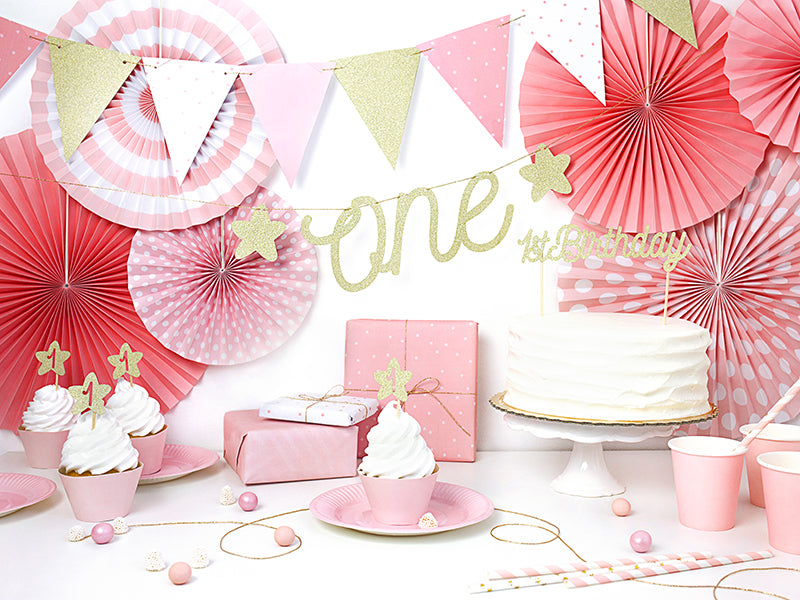Party Deco - Cupקישוט עוגה 1st Birthday, gold: 1pkt/6pc. - תמונה 5
