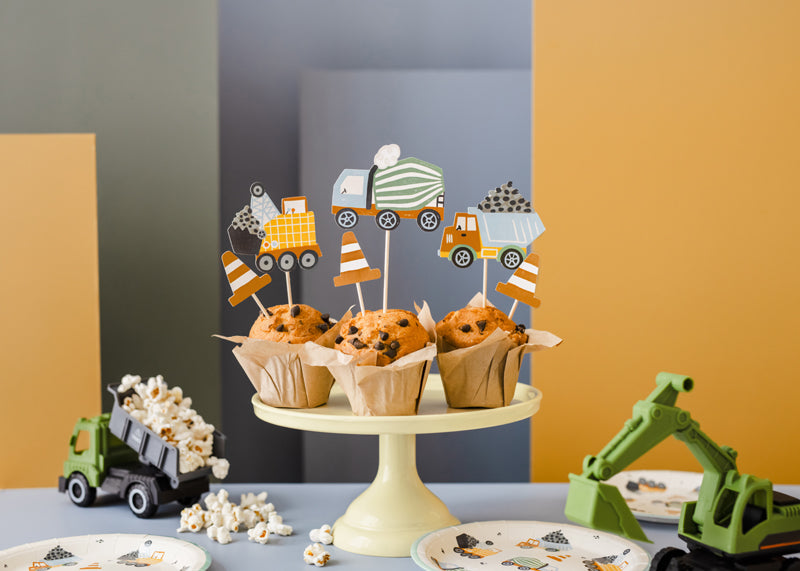 Party Deco - Cupקישוט עוגה - Construction vehicles, 4-7 cm, mix: 1pkt/6pc. - תמונה 2