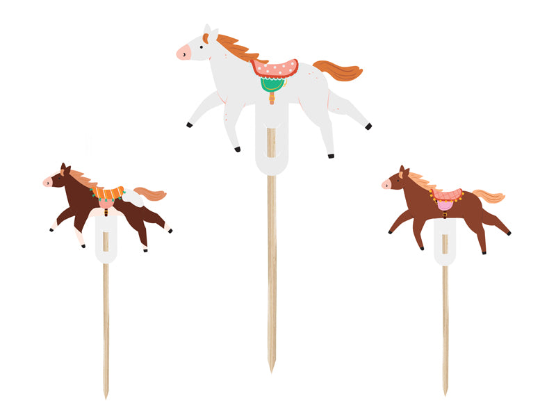 Party Deco - Cupקישוט עוגה - Horses, 13 cm, mix: 1pkt/6pc.