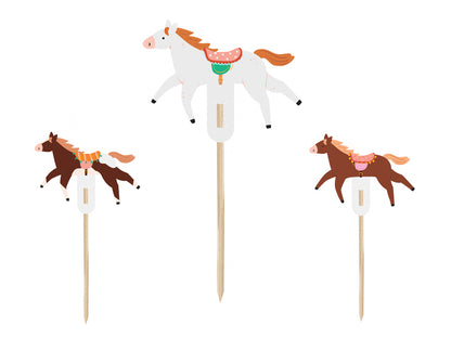 Party Deco - Cupקישוט עוגה - Horses, 13 cm, mix: 1pkt/6pc.