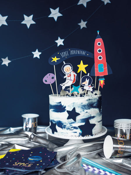 Party Deco - קישוט עוגה Space, 9.5-24.5cm: 1pkt/7pc. - תמונה 3
