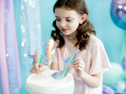 Party Deco - קישוט עוגה Mermaid, iridescent, 24.5cm: 1pkt/3pc. - תמונה 3