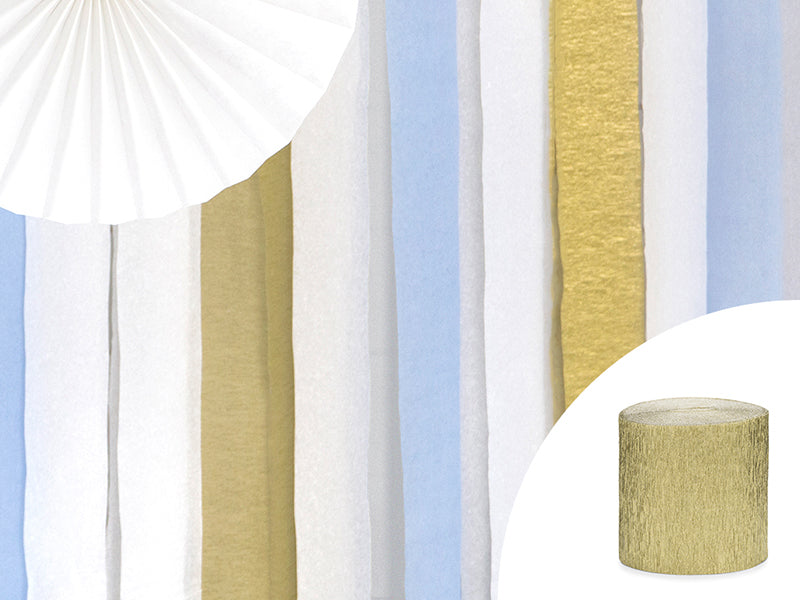 Party Deco - Crepe streamer, 5cm/10m, gold: 1pkt/4pc. - תמונה 2