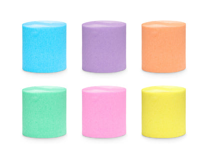 Party Deco - Crepe Paper 5cm/10m, set of 6 pcs., pastel rainbow mix
