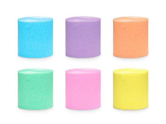 Party Deco - Crepe Paper 5cm/10m, set of 6 pcs., pastel rainbow mix