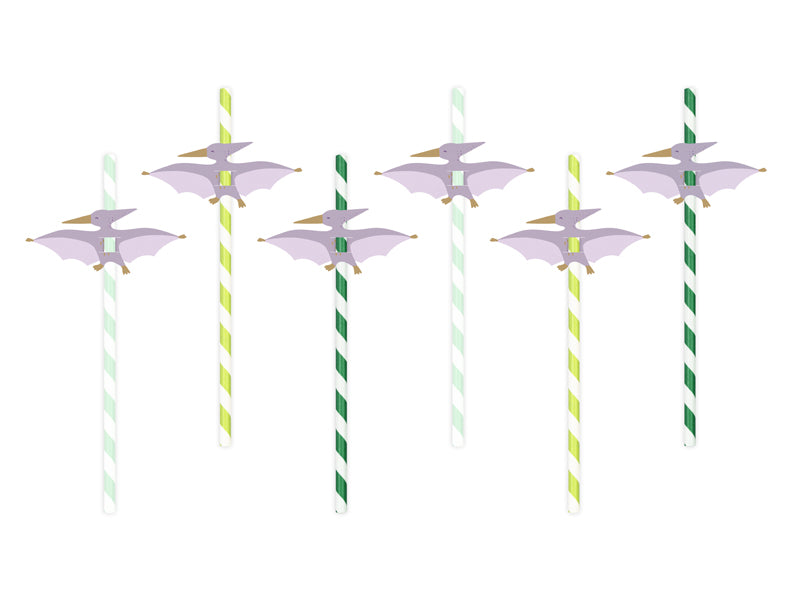 Party Deco - Straws Pterodactyl, 19.5 cm, mix: 1pkt/6pc.