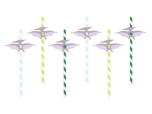 Party Deco - Straws Pterodactyl, 19.5 cm, mix: 1pkt/6pc.
