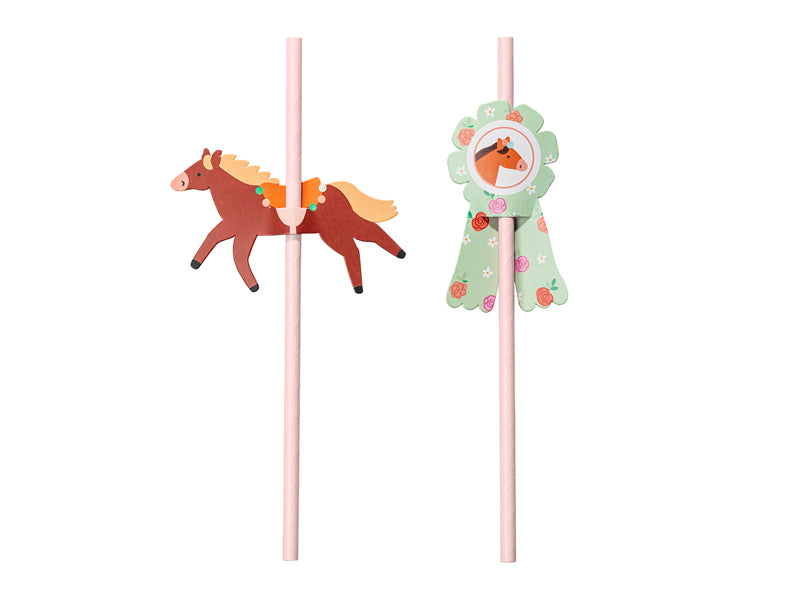 Party Deco - Straws Horses, 19.5 cm, mix: 1pkt/6pc.