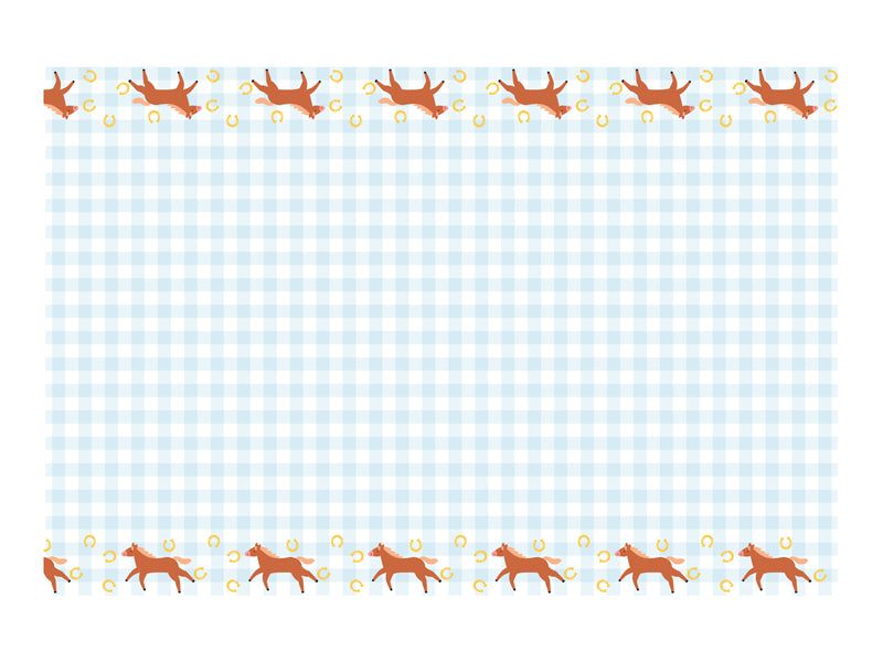 Party Deco - Paper מפת שולחן Checkered with Horses, mix, 180x120 cm