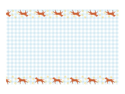 Party Deco - Paper מפת שולחן Checkered with Horses, mix, 180x120 cm
