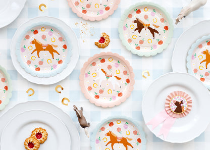 Party Deco - Paper מפת שולחן Checkered with Horses, mix, 180x120 cm - תמונה 3