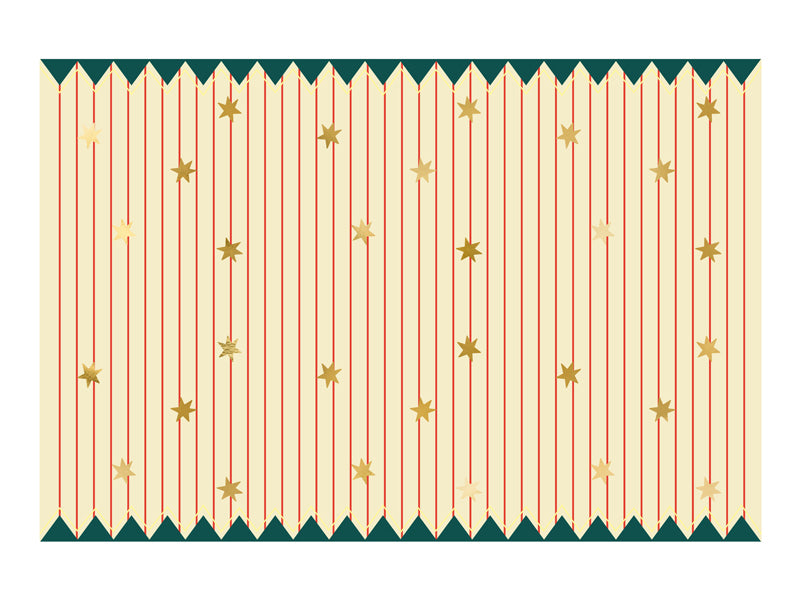 Party Deco - Paper מפת שולחן Thin Stripes and Stars, mix, 180 x 120 cm