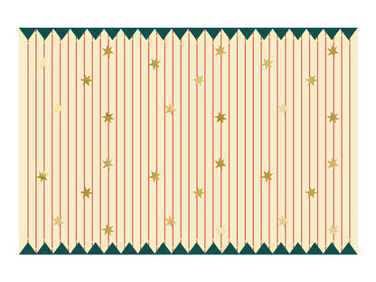 Party Deco - Paper מפת שולחן Thin Stripes and Stars, mix, 180 x 120 cm