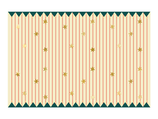 Party Deco - Paper מפת שולחן Thin Stripes and Stars, mix, 180 x 120 cm