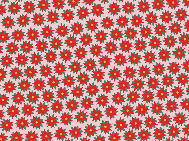 Party Deco - Wrapping paper - Red star of Bethlehem, 70x200cm