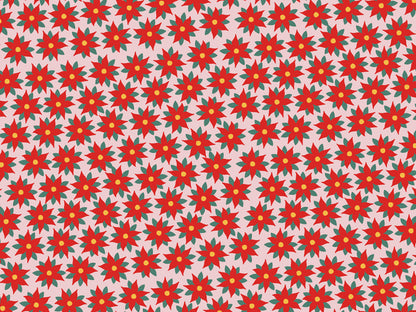 Party Deco - Wrapping paper - Red star of Bethlehem, 70x200cm