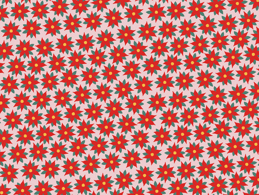 Party Deco - Wrapping paper - Red star of Bethlehem, 70x200cm