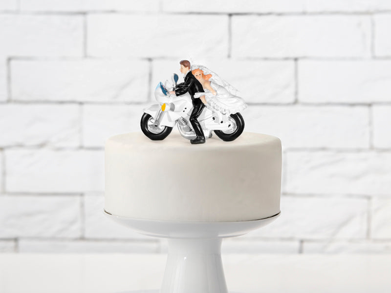 Party Deco - פסלון Newly- weds on a Motorcycle, 11.5cm - תמונה 2