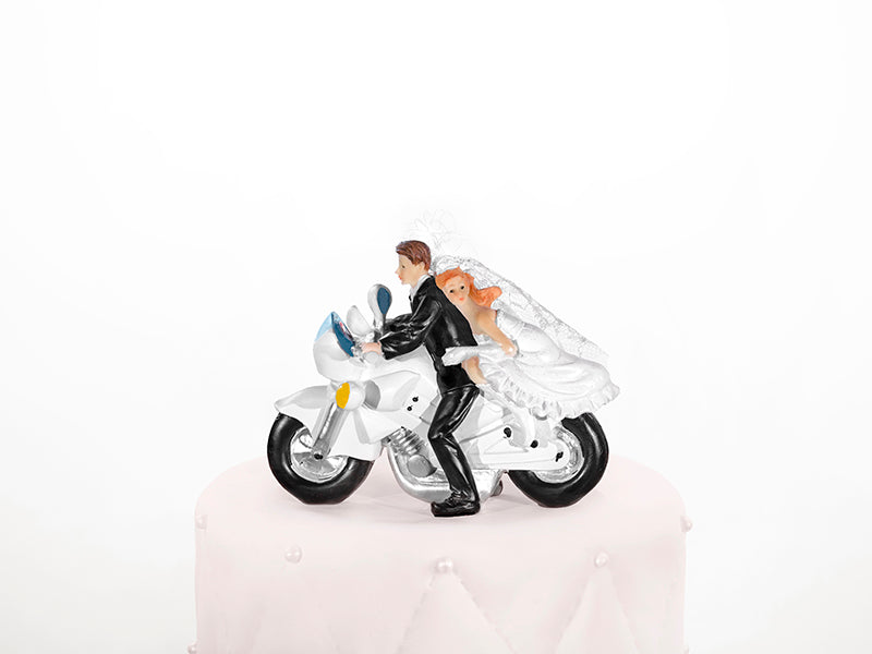 Party Deco - פסלון Newly- weds on a Motorcycle, 11.5cm - תמונה 3