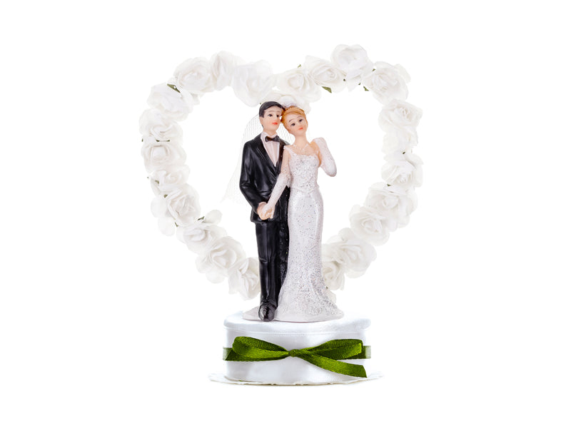 Party Deco - טופר לעוגת חתונה Newly-weds לבן 16 ס"מ
