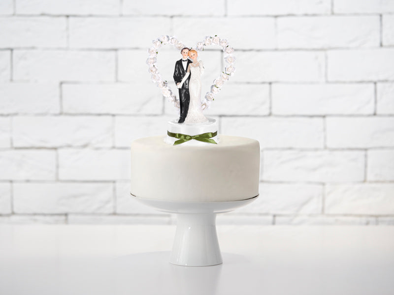 Party Deco - טופר לעוגת חתונה Newly-weds לבן 16 ס"מ - תמונה 2