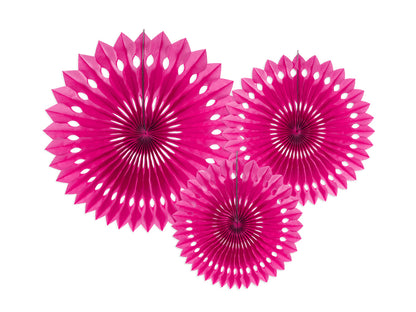 Party Deco - Decorative Rosettes, Dark Pink, 20-30cm: 1pkt/3pc.