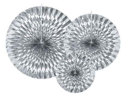 Party Deco - Decorative Rosettes, silver: 1pkt/3pc.