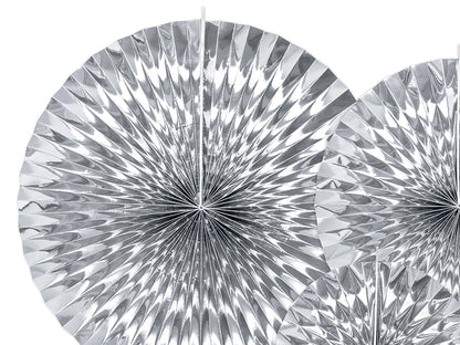 Party Deco - Decorative Rosettes, silver: 1pkt/3pc. - תמונה 4