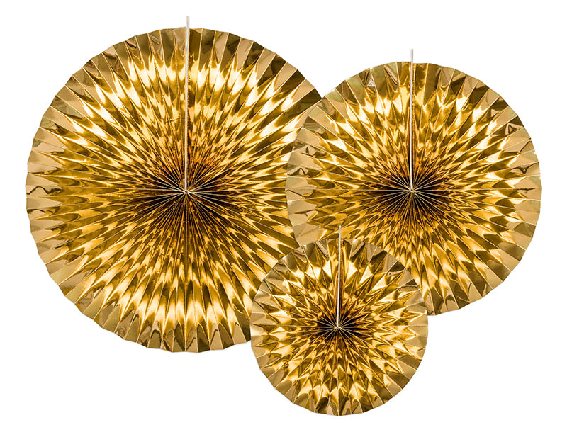 Party Deco - Decorative Rosettes, gold: 1pkt/3pc.