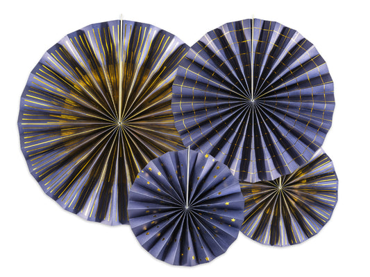 Party Deco - Decorative Rosettes, navy- blue: 1pkt/4pc.