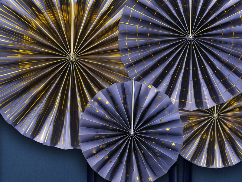Party Deco - Decorative Rosettes, navy- blue: 1pkt/4pc. - תמונה 3