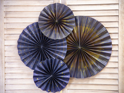 Party Deco - Decorative Rosettes, navy- blue: 1pkt/4pc. - תמונה 7