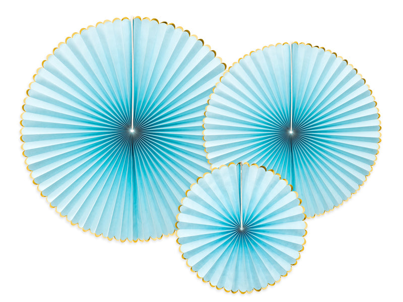 Party Deco - Decorative Rosettes Yummy, light blue: 1pkt/3pc.