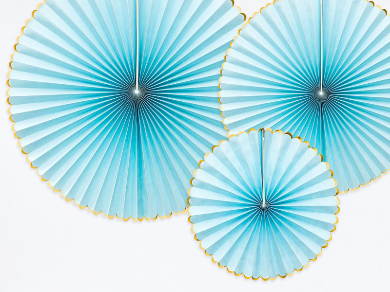 Party Deco - Decorative Rosettes Yummy, light blue: 1pkt/3pc. - תמונה 2