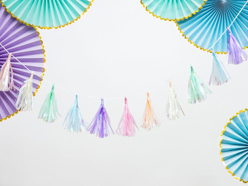 Party Deco - Decorative Rosettes Yummy, light blue: 1pkt/3pc. - תמונה 3