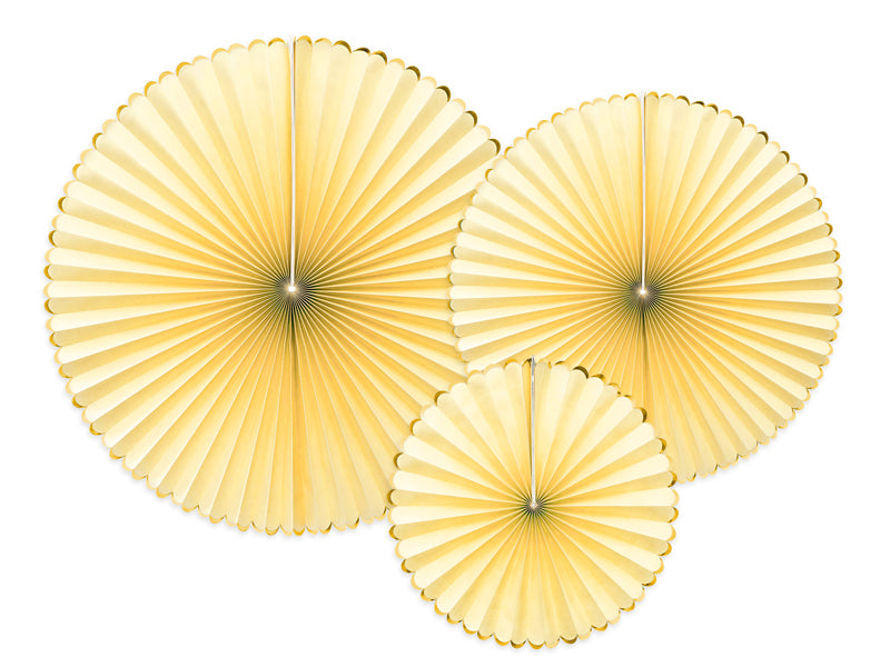 Party Deco - Decorative Rosettes Yummy, light yellow: 1pkt/3pc.