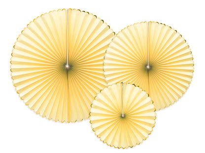 Party Deco - Decorative Rosettes Yummy, light yellow: 1pkt/3pc.