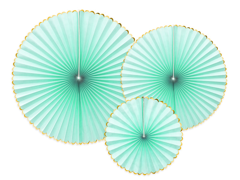 Party Deco - Decorative Rosettes Yummy, mint: 1pkt/3pc.