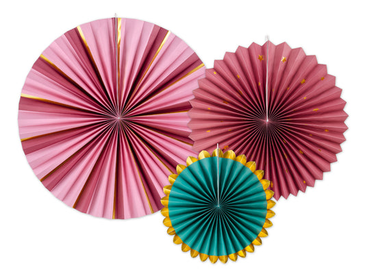 Party Deco - Decorative Rosettes, burgundy, 26-43 cm: 1pkt/3pc.