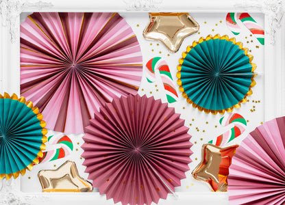 Party Deco - Decorative Rosettes, burgundy, 26-43 cm: 1pkt/3pc. - תמונה 2