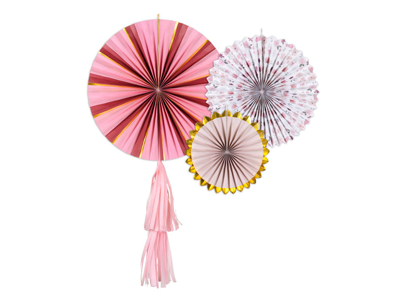 Party Deco - Decorative Rosettes Flowers, mix, 26-43 cm: 1pkt/3pc.