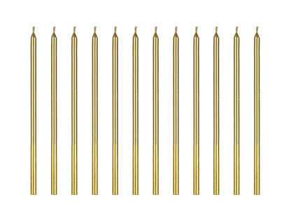 Party Deco - נרות יום הולדת gold, 14 cm: 1pkt/12pc.