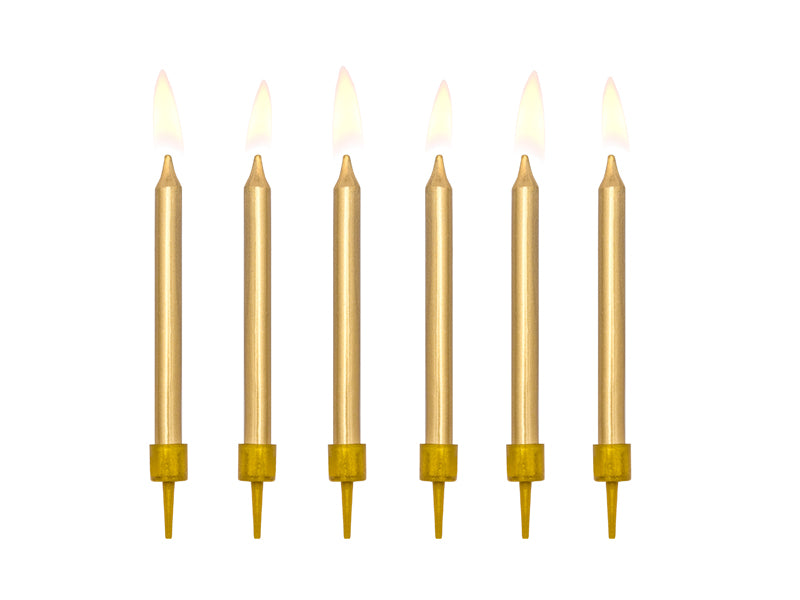 Party Deco - נרות יום הולדת plain, gold, 6cm: 1pkt/6pc.