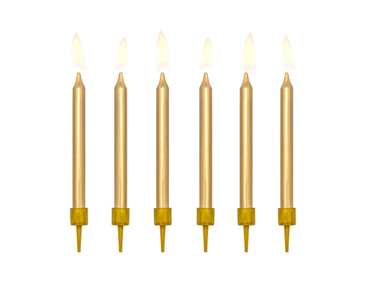 Party Deco - נרות יום הולדת plain, gold, 6cm: 1pkt/6pc.