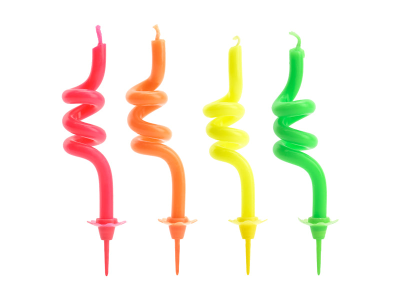 Party Deco - נרות יום הולדת curl, mix, 8cm: 1pkt/4pc.