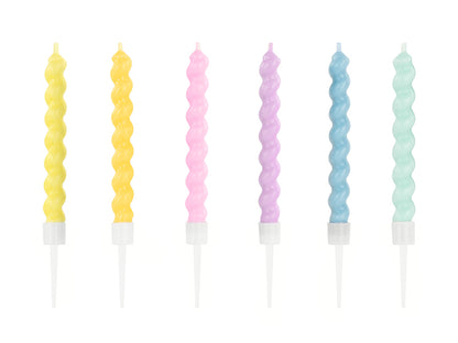 Party Deco - נרות יום הולדת curl, 8.5 cm, mix: 1pkt/6pc.